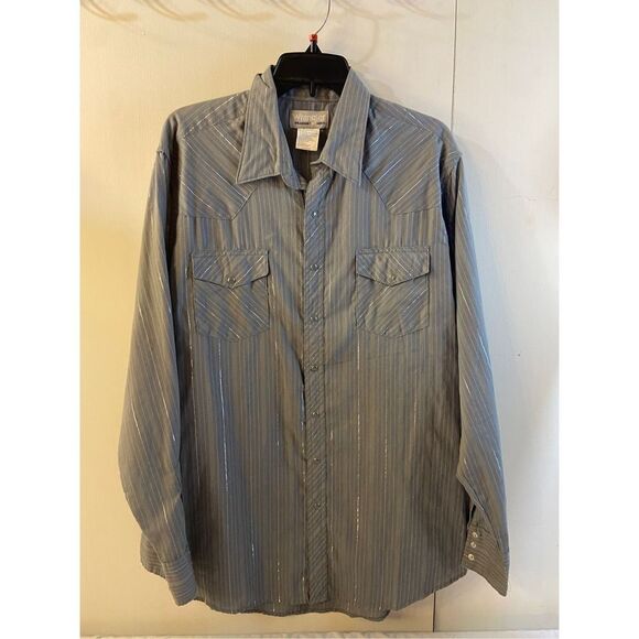 Wrangler wrancher xlt cowboy snap button MTW0004 gray metallic western cowboy - Picture 1 of 6